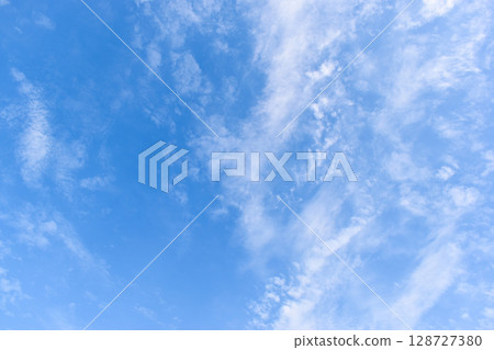 beautiful blue sky and white fluffy group of clouds with sunrise in the morning, natural background beautiful blue sky and white fluffy group of clouds with sunrise in the morning, natural background 128727380