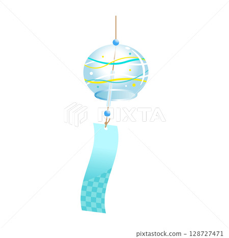 Wave pattern wind chime illustration (simple, Japanese style) Wave pattern wind chime illustration (simple, Japanese style) 128727471