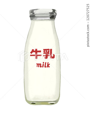 帶有牛奶標誌的牛奶瓶(無蓋) 帶有牛奶標誌的牛奶瓶(無蓋) 128727525