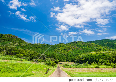 滋賀郡長濱市西亞西町琵琶湖菅浦山脈景觀 128727978