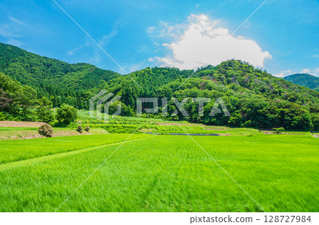 滋賀郡長濱市西亞西町琵琶湖菅浦山脈景觀 128727984