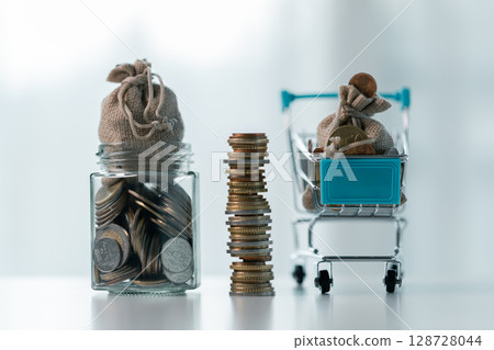 Business save money coin growth concept involves strategic financial management investment loan bank real estate economic development encourage buy income stack investment economy return accountancy Business save money coin growth concept involves strategic financial management investment loan bank real estate economic development encourage buy income stack investment economy return accountancy 128728044