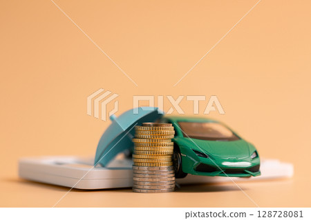 Concept business vehicle finance protection office plan investment buy sell coin car ensuring idea financial security. automobile agent tax protect purchase insurance and secure favorable loan deal 128728081