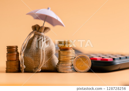 Insurance background money coin concept business protection finance sale financial investment buy automobile purchase loan deal agent rent rental premium assurance save banking tax return calculation 128728256