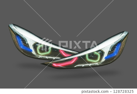 Car headlights separated from the background 128728325