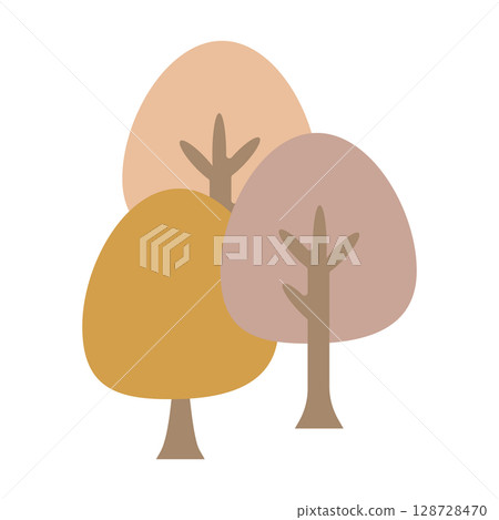 Autumn landscape with autumn leaves illustration 128728470