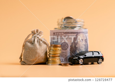Business car concept growth involves strategic financial management money loan investment bank real estate economic development encourage accountancy save coin buy stack investment economy return 128728477