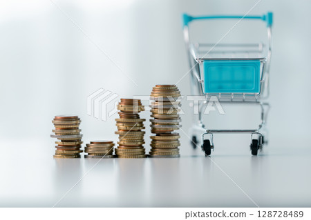 Business save money coin growth concept involves strategic financial management investment loan bank real estate economic development encourage buy income stack investment economy return accountancy 128728489