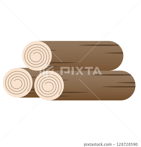 由三個堆疊的原木製成的材料 | 非常適合露營和自然主題 128728590