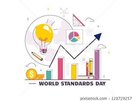 World Standards Day Vector Illustration on October 14 featuring a Globe, Stopwatch, Ruler Scale, and Quality Board in a Flat Style Cartoon Background World Standards Day Vector Illustration on October 14 featuring a Globe, Stopwatch, Ruler Scale, and Quality Board in a Flat Style Cartoon Background 128729257