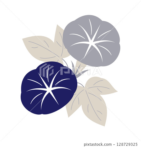 牽牛花插圖（兩朵花，深藍色，構圖簡單） 128729325