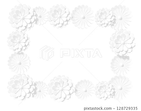 White chrysanthemum flower 3DCG transparent frame White chrysanthemum flower 3DCG transparent frame 128729335