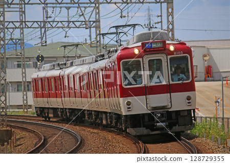 Train running on the Kintetsu Kyoto Line Train running on the Kintetsu Kyoto Line 128729355
