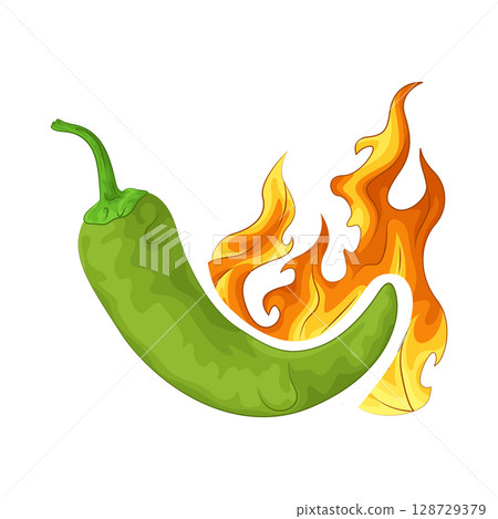 Illustration of Green Chili Pepper 128729379