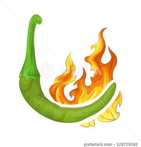 Illustration of Green Chili Pepper Illustration of Green Chili Pepper 128729382