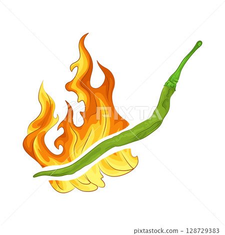Illustration of Green Chili Pepper 128729383
