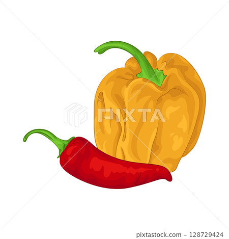 Illustration of Red Chili Pepper and Habanero Pepper Illustration of Red Chili Pepper and Habanero Pepper 128729424