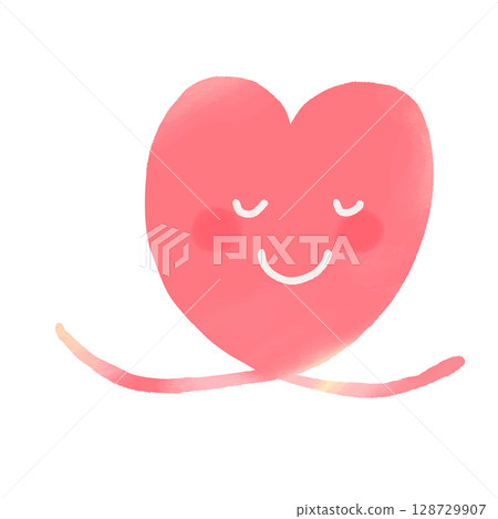 Pink heart with closed eyes and a smile Love 128729907