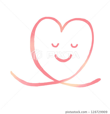 Pink heart with closed eyes and a smile Love 128729909