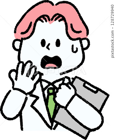 A surprised man in a white coat A surprised man in a white coat 128729940