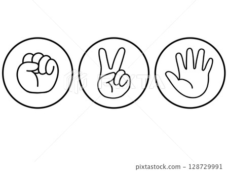 Simple hand icon Rock Paper Scissors Vector Simple hand icon Rock Paper Scissors Vector 128729991