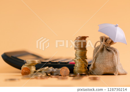 Insurance background money coin concept business protection finance sale financial investment buy automobile purchase loan deal agent rent rental premium assurance save banking tax return calculation 128730214