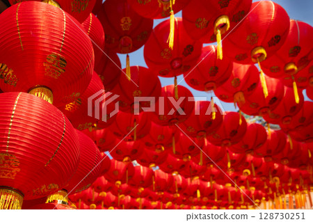 Chinese new year lantern in chinatown area. 128730251
