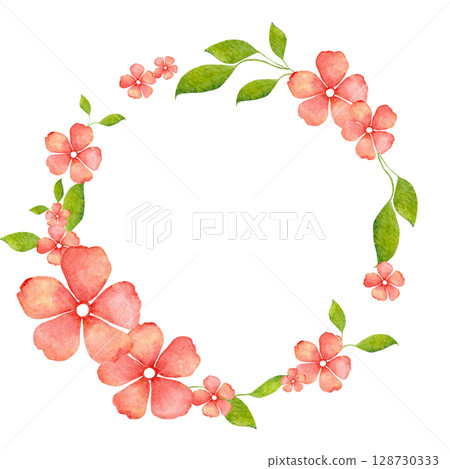 水彩粉紅櫻花插畫框 128730333