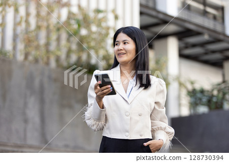 Future remote work combines technology smart phone connection online white digital business woman enable e-learning productivity while travel blend comfort modern devices serenity computer equipment 128730394