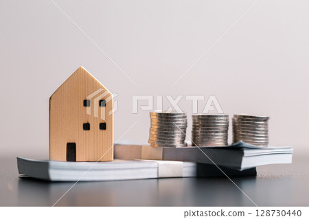 Business home concept involves strategic financial management money coin save bank real estate economic loan investment development growth encourage accountancy buy income stack investment economy Business home concept involves strategic financial management money coin save bank real estate economic loan investment development growth encourage accountancy buy income stack investment economy 128730440