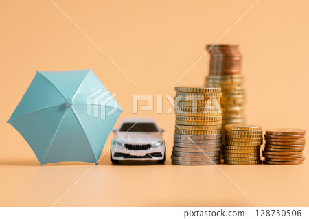 Concept business vehicle finance protection office plan investment buy sell coin car ensuring idea financial security. automobile agent tax protect purchase insurance and secure favorable loan deal 128730506