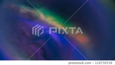 Paint spill. Colorful mix. Defocused blue purple neon round texture flowing droplets glitter rainbow water spreading on abstract blue background. Paint spill. Colorful mix. Defocused blue purple neon round texture flowing droplets glitter rainbow water spreading on abstract blue background. 128730538