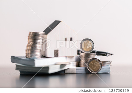 Business home concept involves strategic financial management money coin save bank real estate economic loan investment development growth encourage accountancy buy income stack investment economy Business home concept involves strategic financial management money coin save bank real estate economic loan investment development growth encourage accountancy buy income stack investment economy 128730559