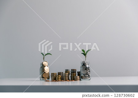 Business concept growth involves strategic financial management money loan investment bank real estate economic development encourage save buy home car education income stack investment economy return 128730602