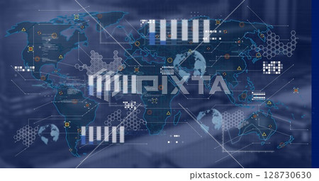 Image of data processing over blurred background 128730630
