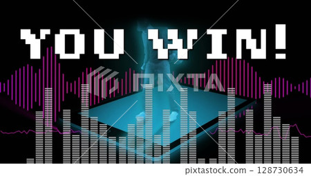 Image of you win text over digital dancer dancing 128730634