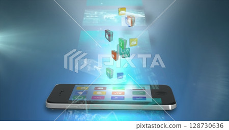 Image of digital screens over smartphone Image of digital screens over smartphone 128730636