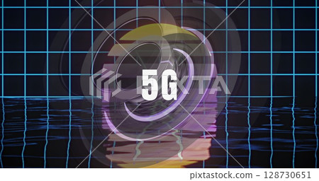 Image of 5g text over moving shapes Image of 5g text over moving shapes 128730651