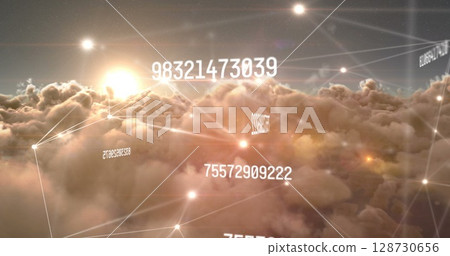 Image of text with globe and network of connections Image of text with globe and network of connections 128730656