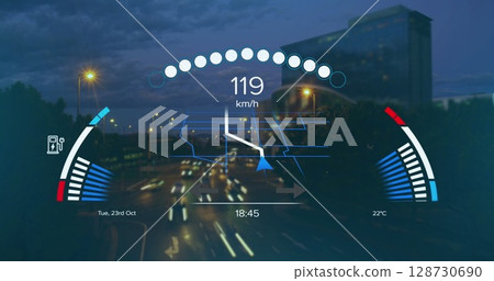Image of text with globe and network of connections 128730690