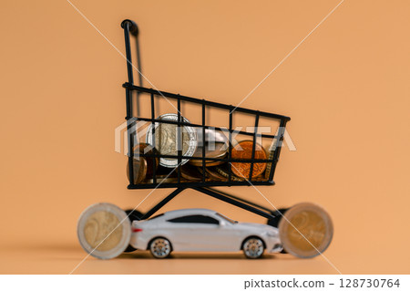 Business car concept growth involves strategic financial management money loan investment bank real estate economic development encourage accountancy save coin buy stack investment economy return 128730764