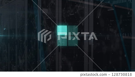 Image of green squares moving over servers 128730818