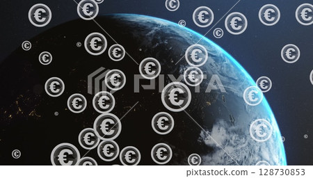 Image of text with globe and network of connections Image of text with globe and network of connections 128730853