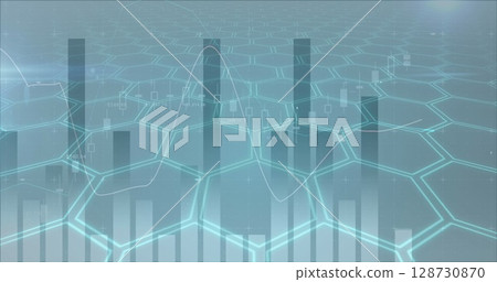 Image of statistics and data processing on grey background 128730870