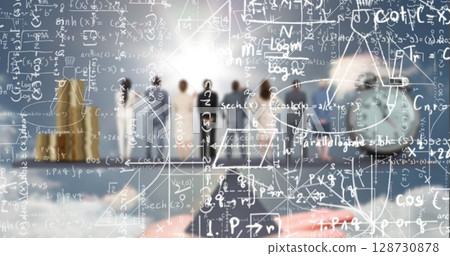 Image of statistics and data processing on grey background Image of statistics and data processing on grey background 128730878