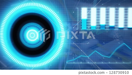 Image of processing circle over computer wires Image of processing circle over computer wires 128730910