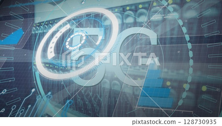 Image of statistics and data processing on grey background Image of statistics and data processing on grey background 128730935