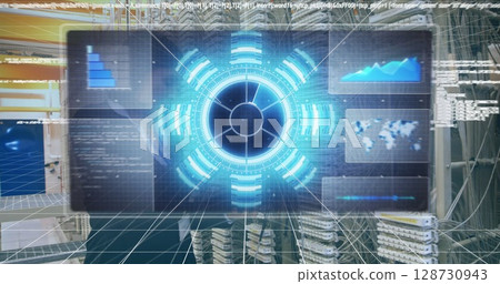 Image of statistics and data processing on grey background 128730943