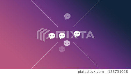 Image of social media icons falling over colourful background Image of social media icons falling over colourful background 128731028