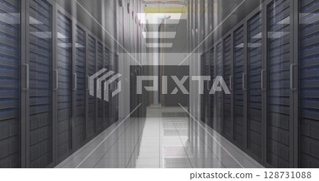 View of empty computer server room in seamless pattern 128731088
